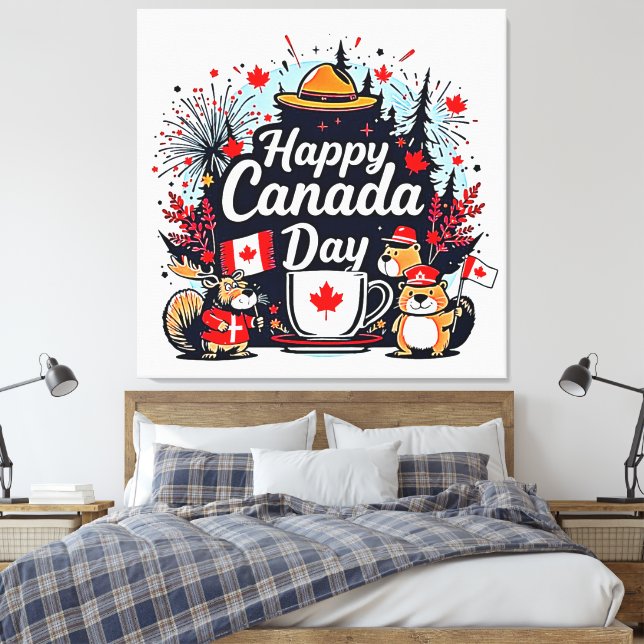 Happy Canada Day Fun Canvas Print (Insitu(Bedroom))