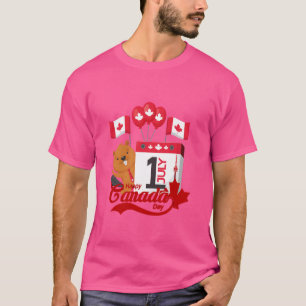Happy Canada Day Funny Canadian Groundhog Flag Map T-Shirt