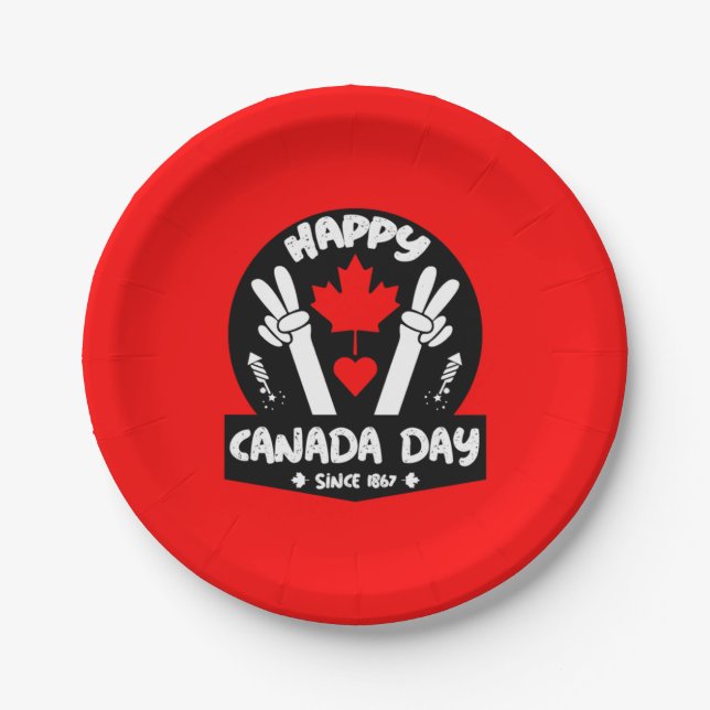 Happy Canada Day July 1   Paper Plate (Front)