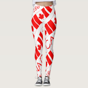 Happy Canada Day Maple Leaf Pattern Funny Leggings