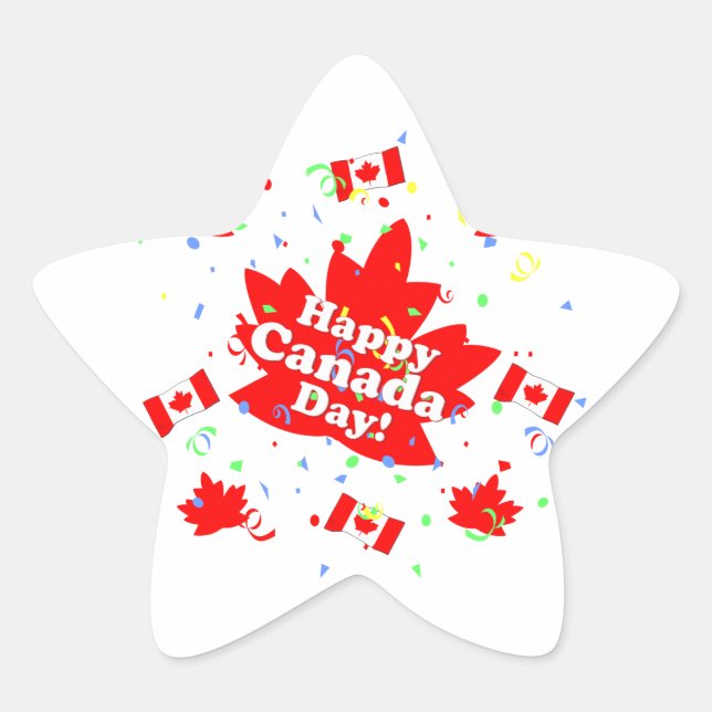 Happy Canada Day Party Star Sticker (Front)