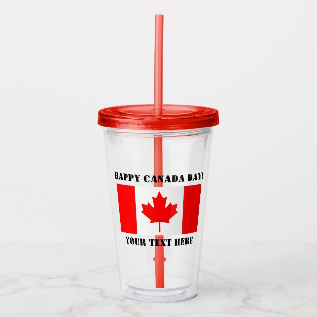 Happy Canada Day party supplies Canadian flag Acrylic Tumbler (Front)