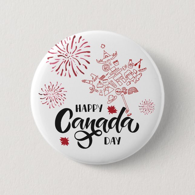 Happy Canada Day Pinback Button (Front)