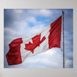 Happy Canada Day Red and White Canadian Flag Poster