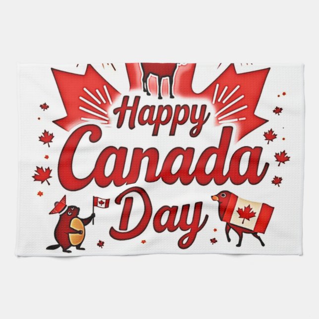 Happy Canada Day! Tea Towel (Horizontal)