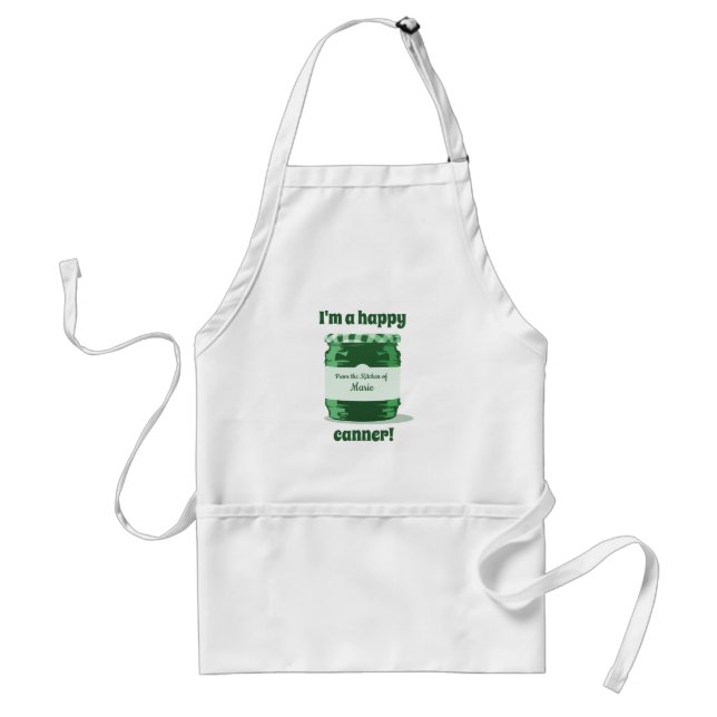 Happy Canner Home Canning Green Jelly Jar and Name Standard Apron (Front)