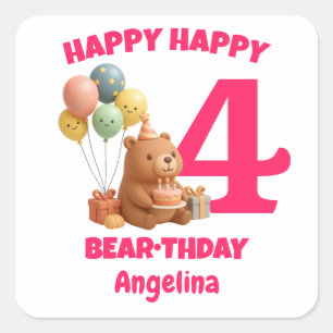 HAPPY CAPPY BRUH DAY Custom Capybara 4th Birthday Square Sticker