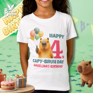 HAPPY CAPY BRUH DAY Custom 4th Birthday Capybara T-Shirt