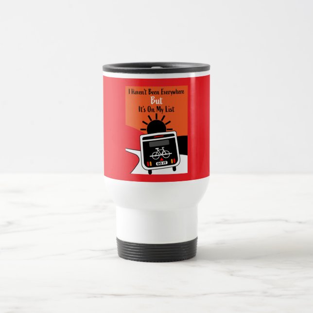 happy caravan camping trip  travel mug (Center)
