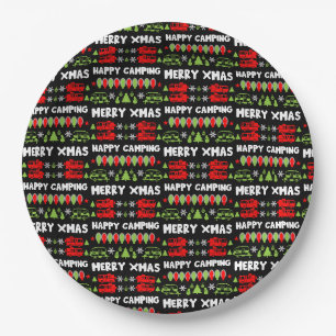 Happy Caravan Christmas Season Paper Plate