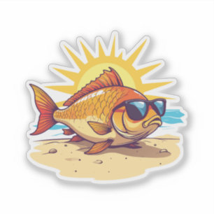 Happy Carp sun bathing on the beach
