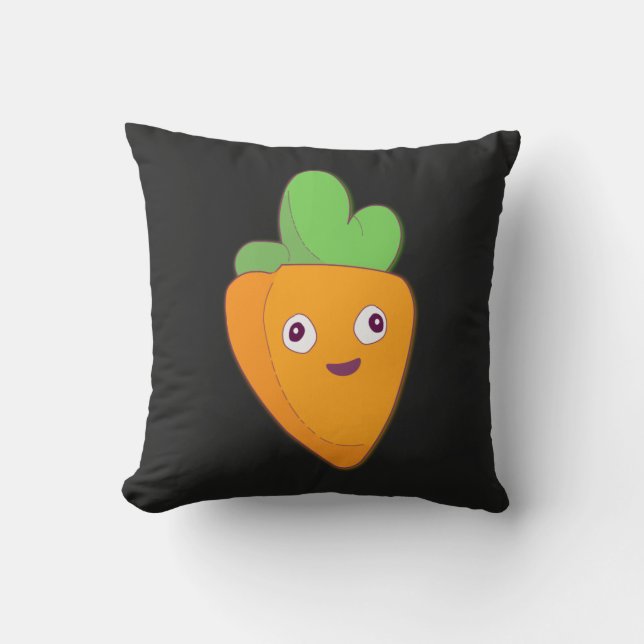 Happy Carrot Top Face 🥕 Cushion (Front)