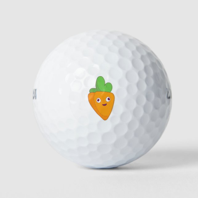 Happy Carrot Top Face 🥕 Golf Balls (Front)