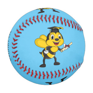 Happy cartoon bee graduation baseball