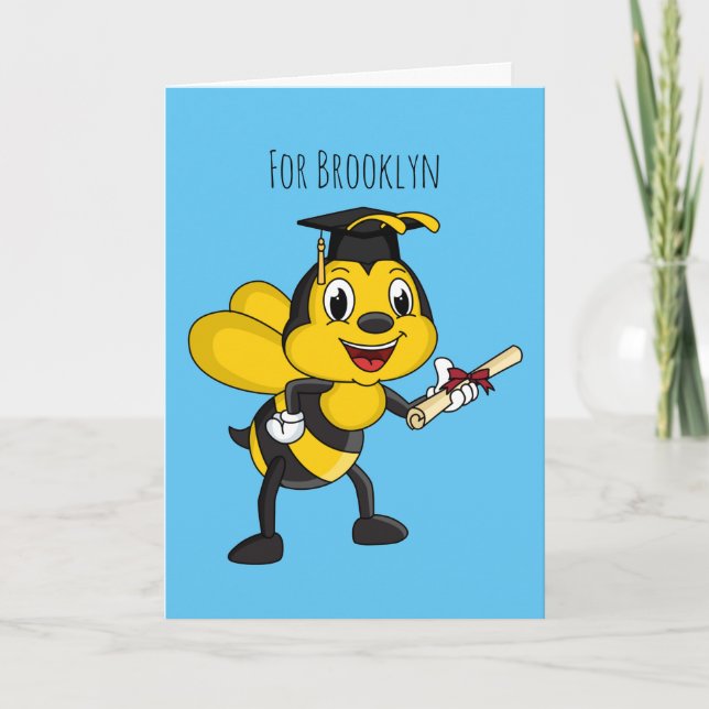 Happy cartoon bee graduation card (Front)
