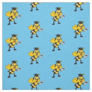 Happy cartoon bee graduation fabric