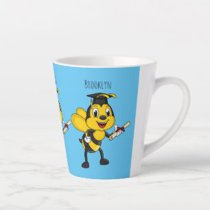 Happy cartoon bee graduation  latte mug