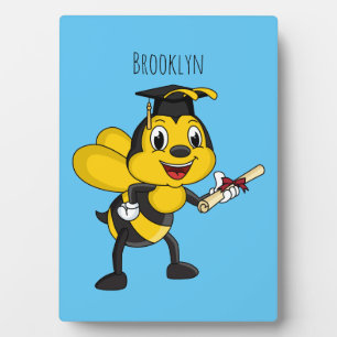 Happy cartoon bee graduation plaque