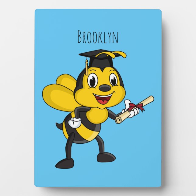 Happy cartoon bee graduation plaque (Front)