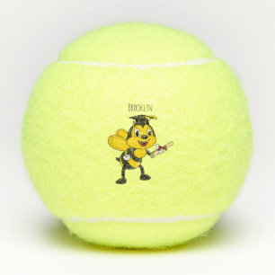Happy cartoon bee graduation  tennis balls