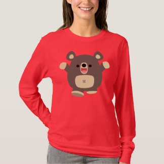 Happy Cartoon Black Bear Women T-shirt