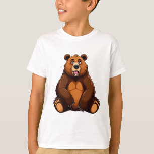 Happy Cartoon Brown Bear Sitting Smiling T-Shirt