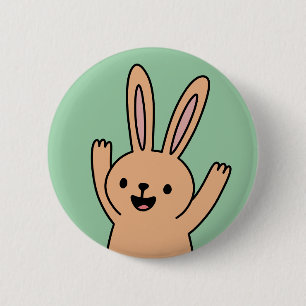 Happy Cartoon Bunny rabbit 6 Cm Round Badge