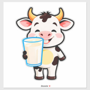 Happy Cartoon Cow With Milkshake Cup For Kids