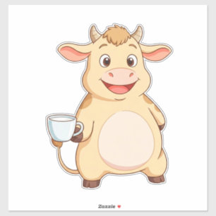 Happy Cartoon Cow With Milkshake Cup For Kids
