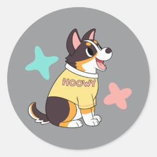 Happy Cartoon Dog Classic Round Sticker