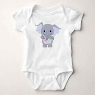 Happy Cartoon Elephant Baby Apparel Bodysuit