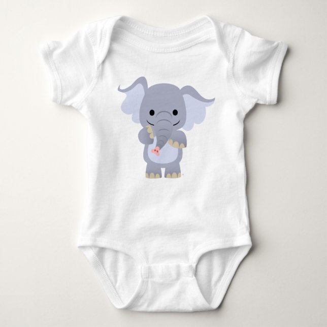 Happy Cartoon Elephant Baby Apparel Bodysuit (Front)