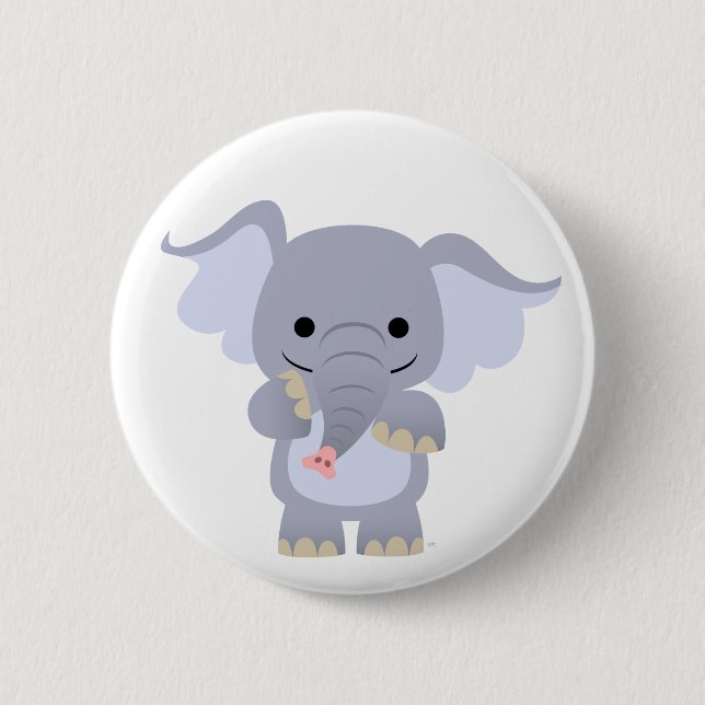 Happy Cartoon Elephant button badge (Front)