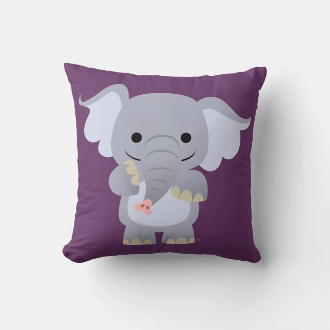 Happy Cartoon Elephant Pillow (Front)