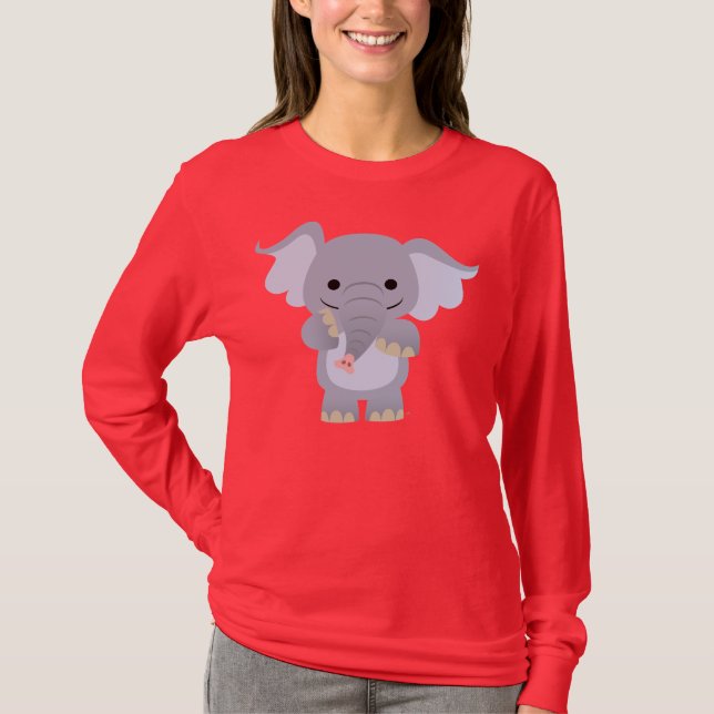 Happy Cartoon Elephant Women T-shirt (Front)