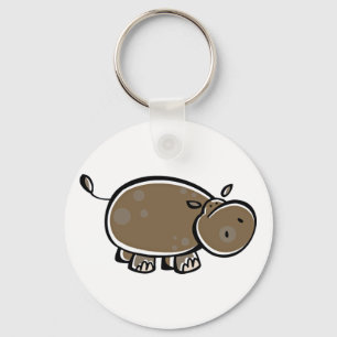 Happy Cartoon Hippo Key Ring