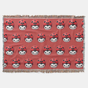 Happy Cartoon Ladybug nursery decor Throw Blanket