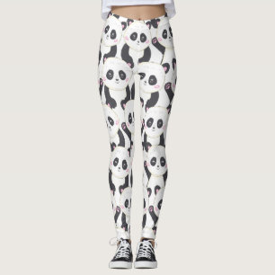 Happy Cartoon Panda Pattern Leggings