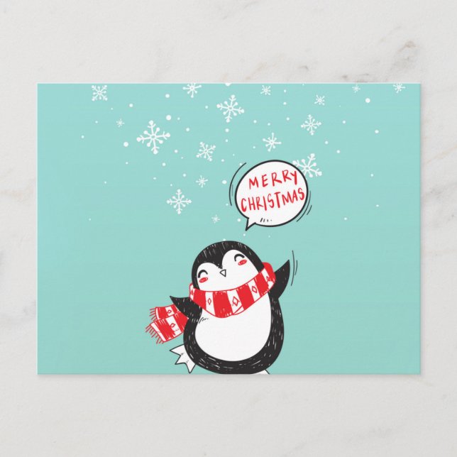 Happy Cartoon Penguin Postcard (Front)