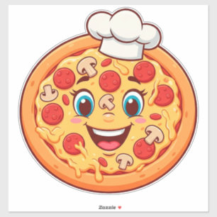 Happy Cartoon Pizza With Pepperoni