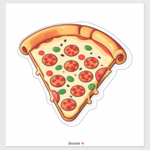 Happy Cartoon Pizza With Pepperoni