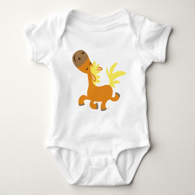 Happy Cartoon Pony Baby apparel Baby Bodysuit (Front)