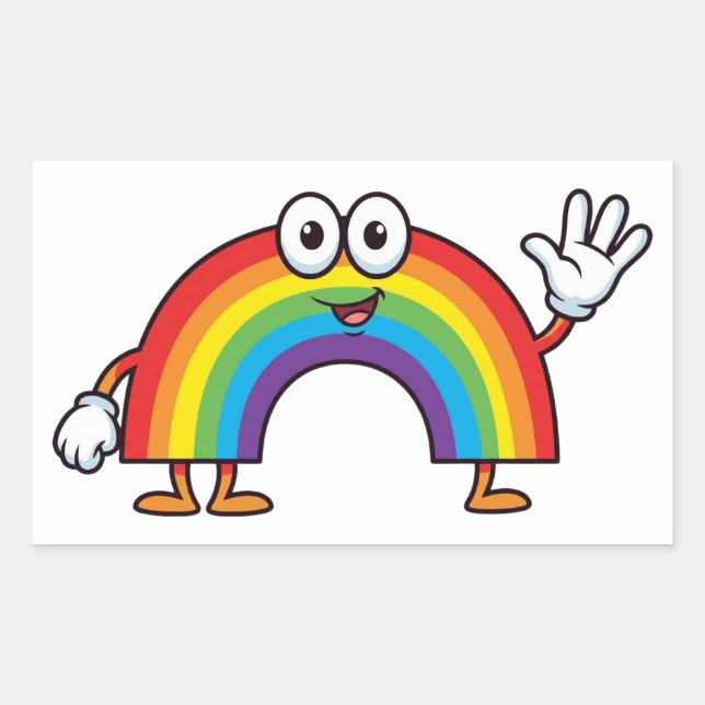 Happy Cartoon Rainbow Character Sticker (Front)