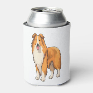 Happy Cartoon Rough Collie Can Cooler
