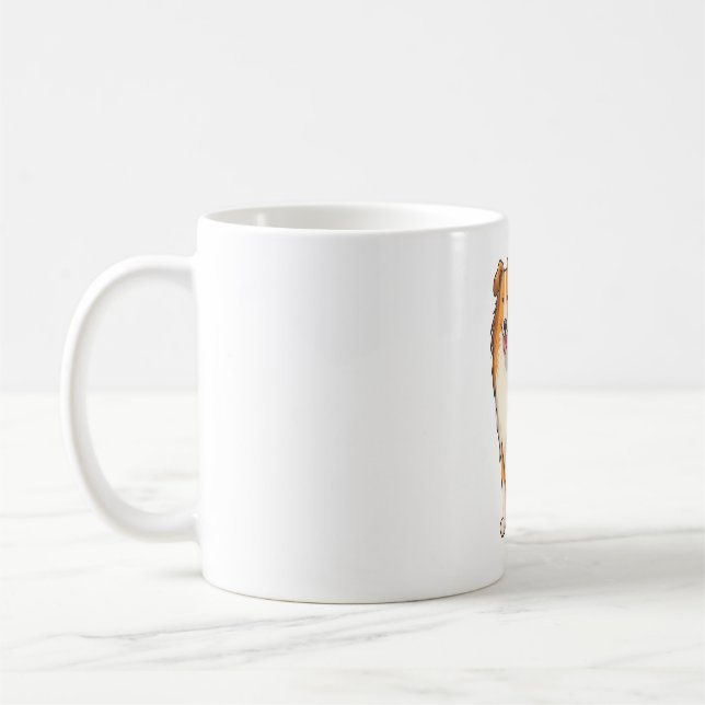 Happy Cartoon Rough Collie  Coffee Mug (Left)