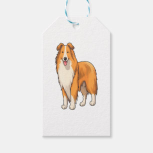 Happy Cartoon Rough Collie  Gift Tags