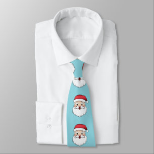 Happy Cartoon Santa Claus Head On Blue Tie
