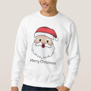 Happy Cartoon Santa Claus Head With Custom Text Sweatshirt