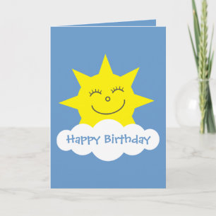 Happy cartoon sun blue Birthday card