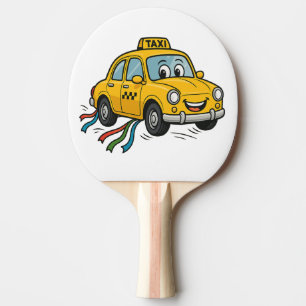 Happy Cartoon Taxi Ping Pong Paddle